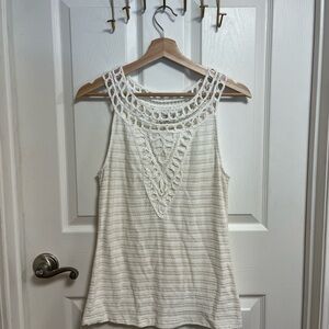 Anthropologie Cream Crochet Sleeveless Tank Top